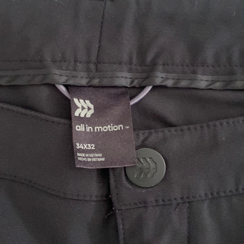 Mens Black size 34/32 All in motion pants from target.